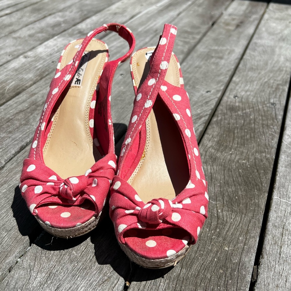 Polka Dot Wedge Peep Toe